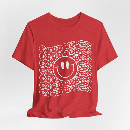 Good Vibes Smiley Retro - Unisex Jersey Tee - HubCityMakersCo