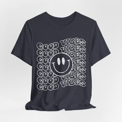 Good Vibes Smiley Retro - Unisex Jersey Tee - HubCityMakersCo