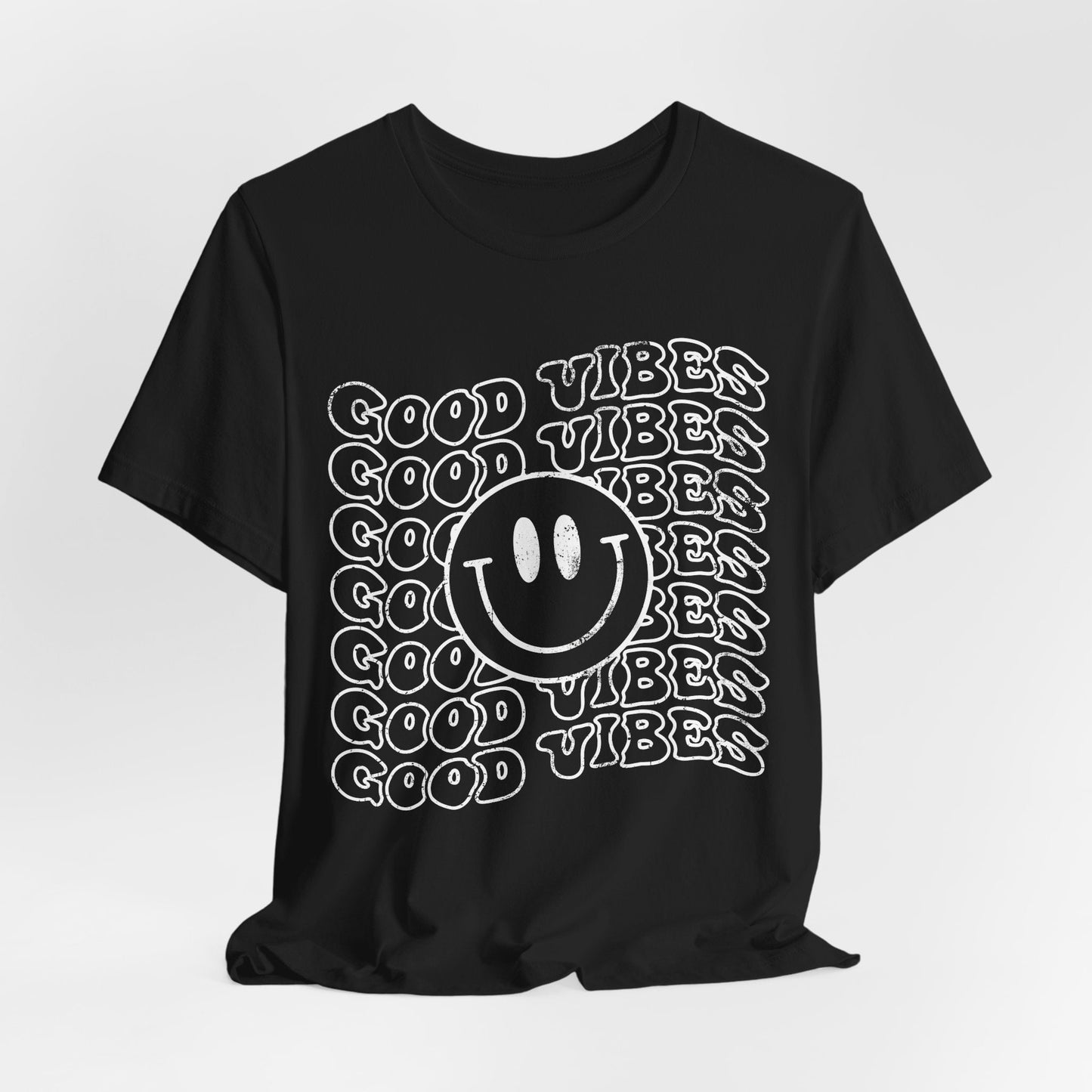 Good Vibes Smiley Retro - Unisex Jersey Tee - HubCityMakersCo