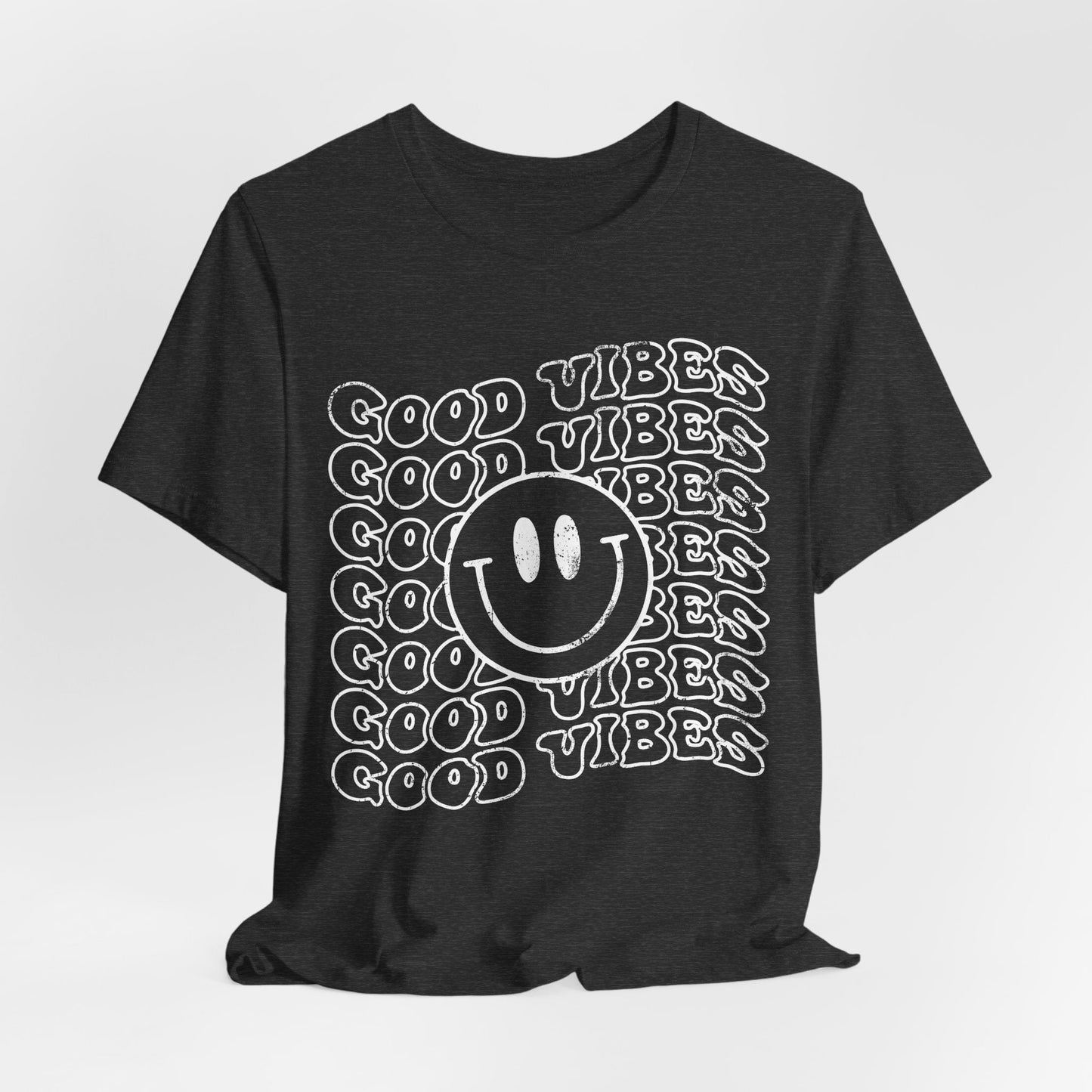 Good Vibes Smiley Retro - Unisex Jersey Tee - HubCityMakersCo