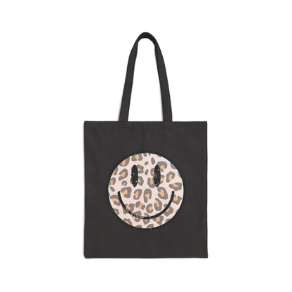 Leopard Smiley - Canvas Tote Bag - HubCityMakersCo