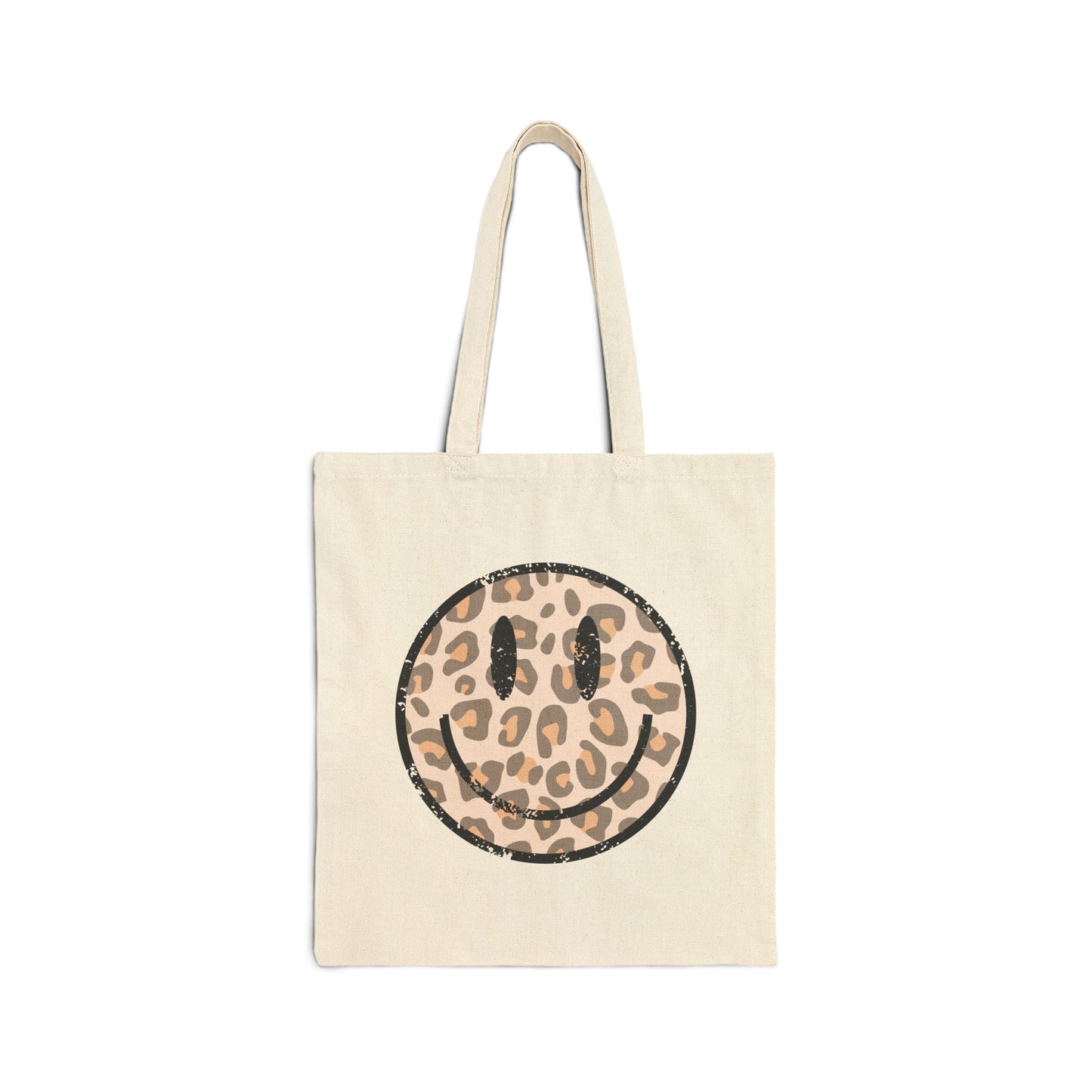 Leopard Smiley - Canvas Tote Bag - HubCityMakersCo