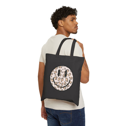 Leopard Smiley - Canvas Tote Bag - HubCityMakersCo