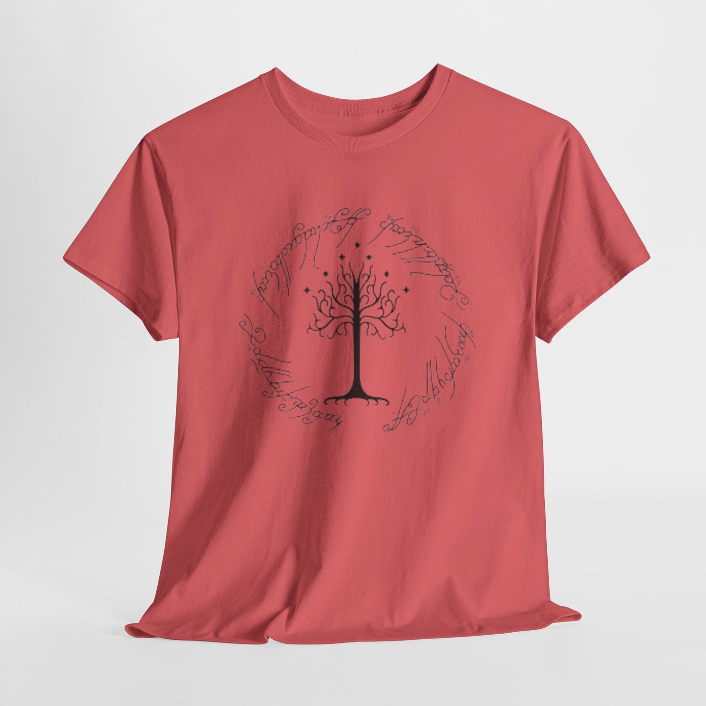 White Tree of Gondor and Elvish Script Tee - Unisex Heavy Cotton Tee - HubCityMakersCo